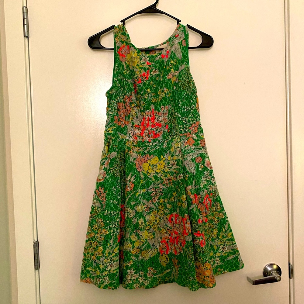 Lacey Flowery Green Pink White and Yellow Dress